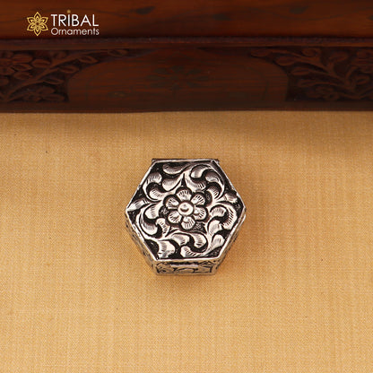 925 sterling silver vintage flower design  trinket box , Sindoor box brides jewelry stb910