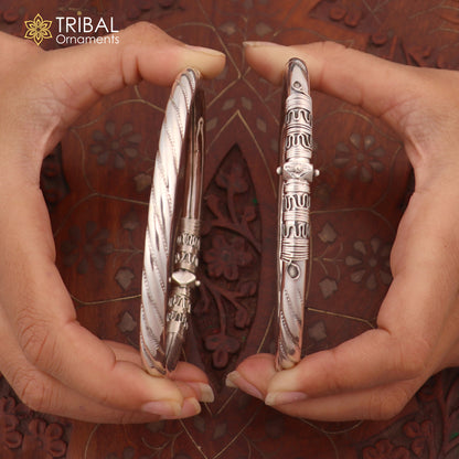 Sterling silver vintage ankle bracelet with custom design and kada style details, from Tribal Ornaments.