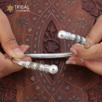 Sterling silver vintage ankle bracelet with intricate custom design from TRIBAL ORNAMENTS, perfect for stylish foot jewelry.