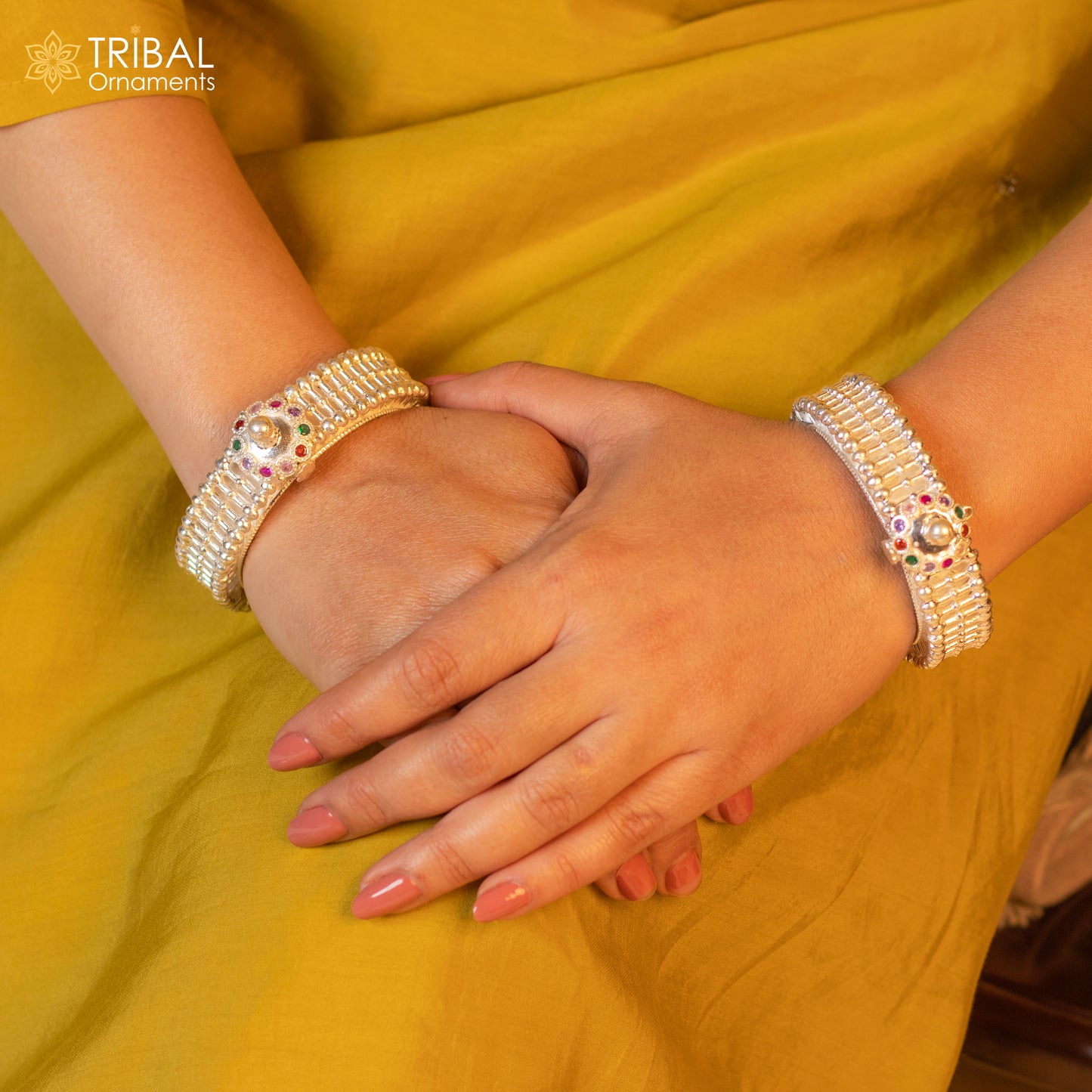 Indian Traditional cultural design trendy 925 sterling silver handmade cuff kada bracelet amazing vintage design brides bangle nba420 - TRIBAL ORNAMENTS