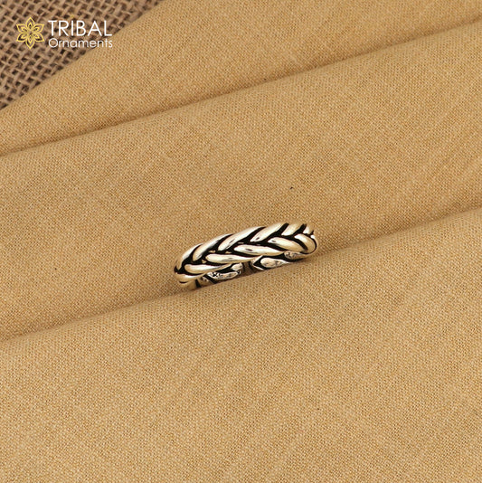 925 sterling silver wheat design stylish ring unisex Jewelry sr790