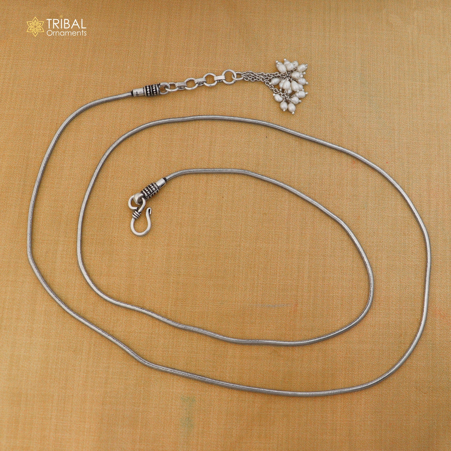 Sterling silver adjustable snake waist chain, vintage belly chain with intricate design, 26 to 40 inches, tribal ornament style
