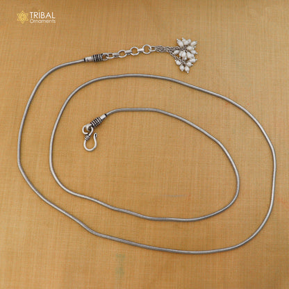 Sterling silver adjustable snake waist chain, vintage belly chain with intricate design, 26 to 40 inches, tribal ornament style