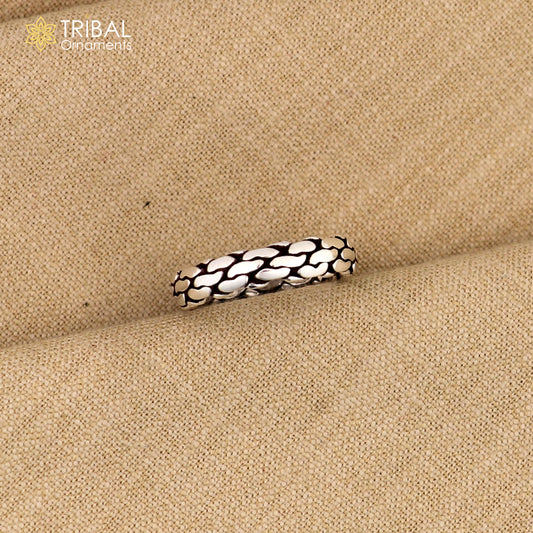 925 sterling silver block pattern stylish ring unisex Jewelry sr793