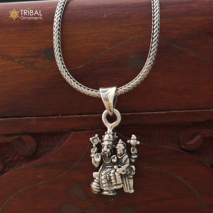 925 sterling silver Narsimha pendant with Prahlad design and chain, tribal jewelry by TRIBAL ORNAMENTS.