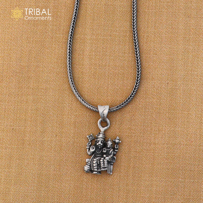 925 sterling silver Narsimha with Prahlad pendant and chain tribal jewelry, detailed craftsmanship, religious pendant jewelry.