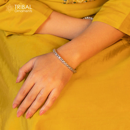 925 sterling silver qubic zircon stone wedding anniversary gifting functional bangle bracelet  vintage tribal jewelry nba434 - TRIBAL ORNAMENTS