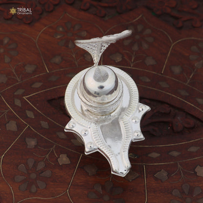 925 sterling silver Lord Shiva Lingam Jalheri for temple puja, intricately crafted worshipping article by TRIBAL ORNAMENTS