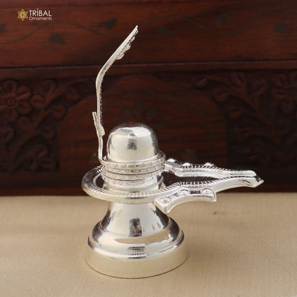 925 sterling silver Lord Shiva Lingam Jalheri for temple puja worship, crafted by TRIBAL ORNAMENTS.