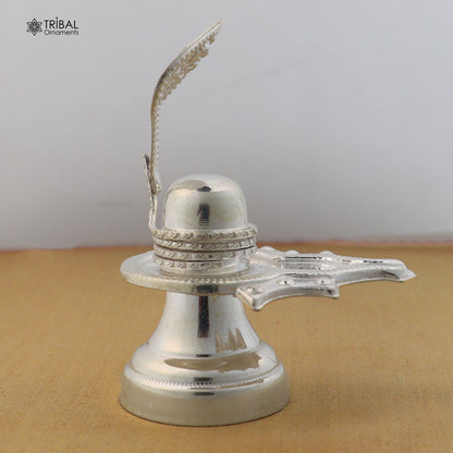 925 sterling silver Lord Shiva Lingam Jalheri for temple puja and worship by TRIBAL ORNAMENTS, shown in detailed image.