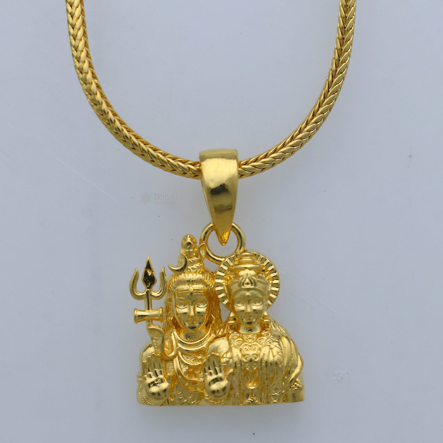 925 sterling silver gold polished Lord shiva and Parwati maa/ gori maa divine pendant nsp900