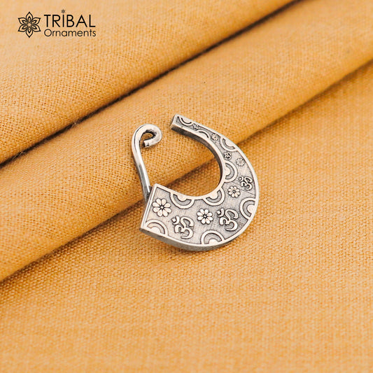 925 sterling silver nath vintage design clip on nose pin ethnic tribal jewelry np101