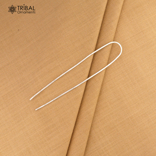 Hammered style silver hair pin solid 925  plain sticks hair jewelry su1364