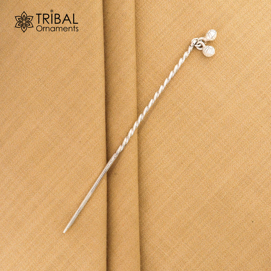 Artisan handmade silver hair pin solid 925 hammered design jingling sticks hair jewelry su1359
