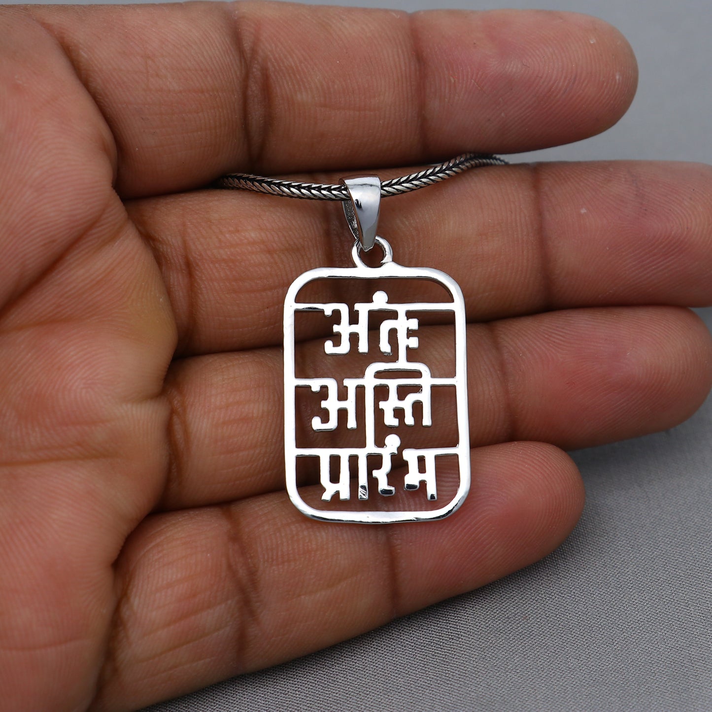 925 sterling silver handmand Antah Asti Prarambh pendant nsp894