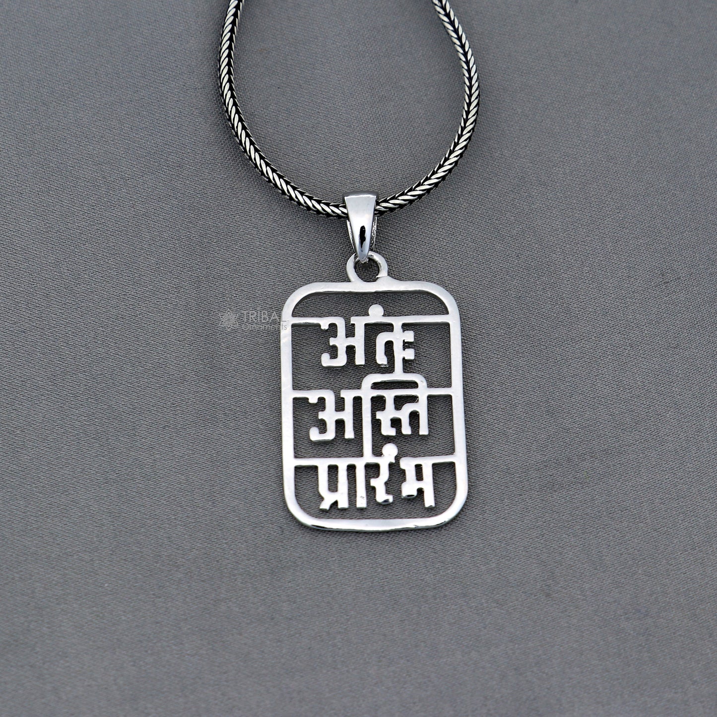 925 sterling silver handmand Antah Asti Prarambh pendant nsp894