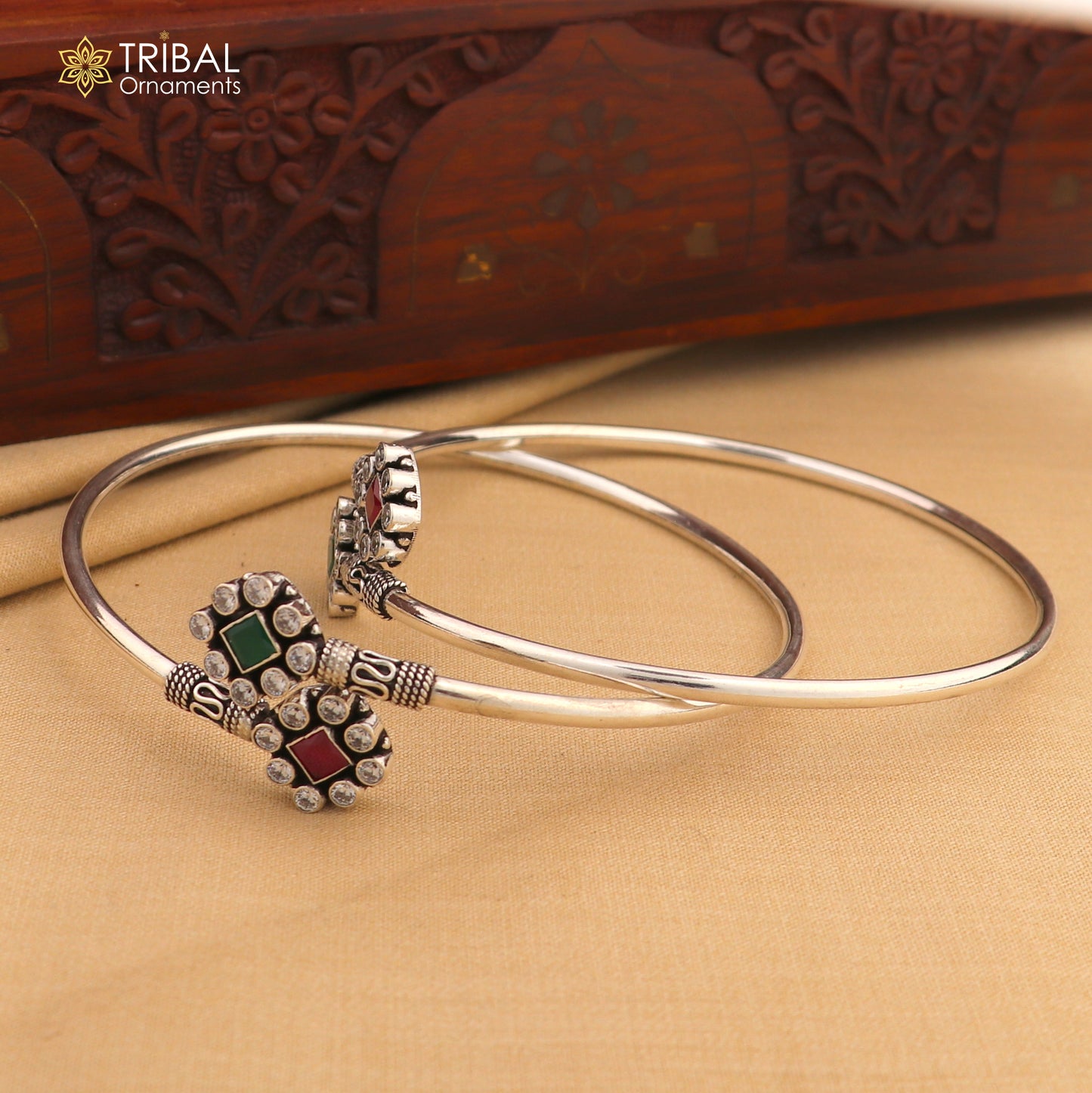 925 sterling silver squire design red or green  stone customized foot bracelet anklet kada  ethnic jewelry nsfk138