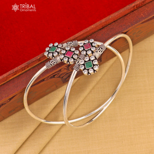 925 sterling silver squire design red or green  stone customized foot bracelet anklet kada  ethnic jewelry nsfk138