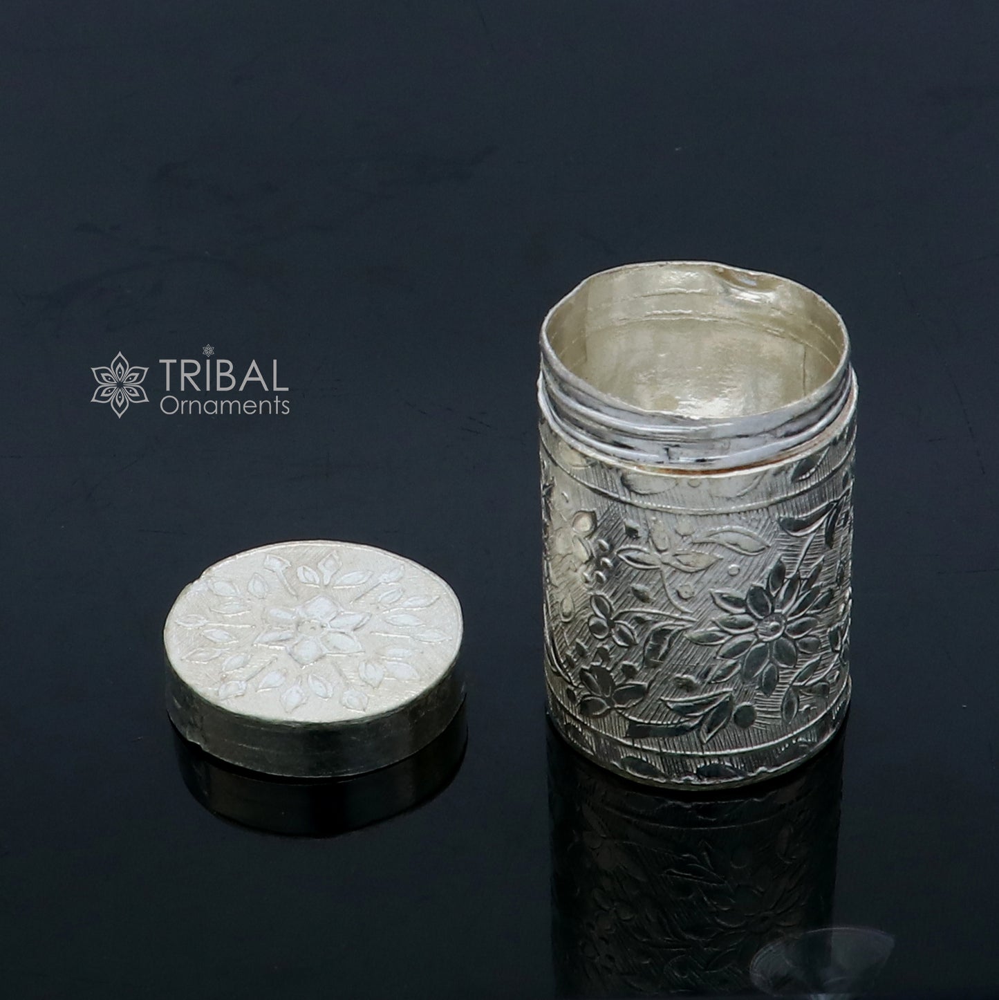 925 sterling silver trinket box, kajal box brides flower design box , tobacco box stb858