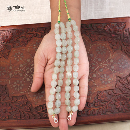 925 sterling silver lock jade stone beaded necklace with tribal-style pendant, crafted by TRIBAL ORNAMENTS.