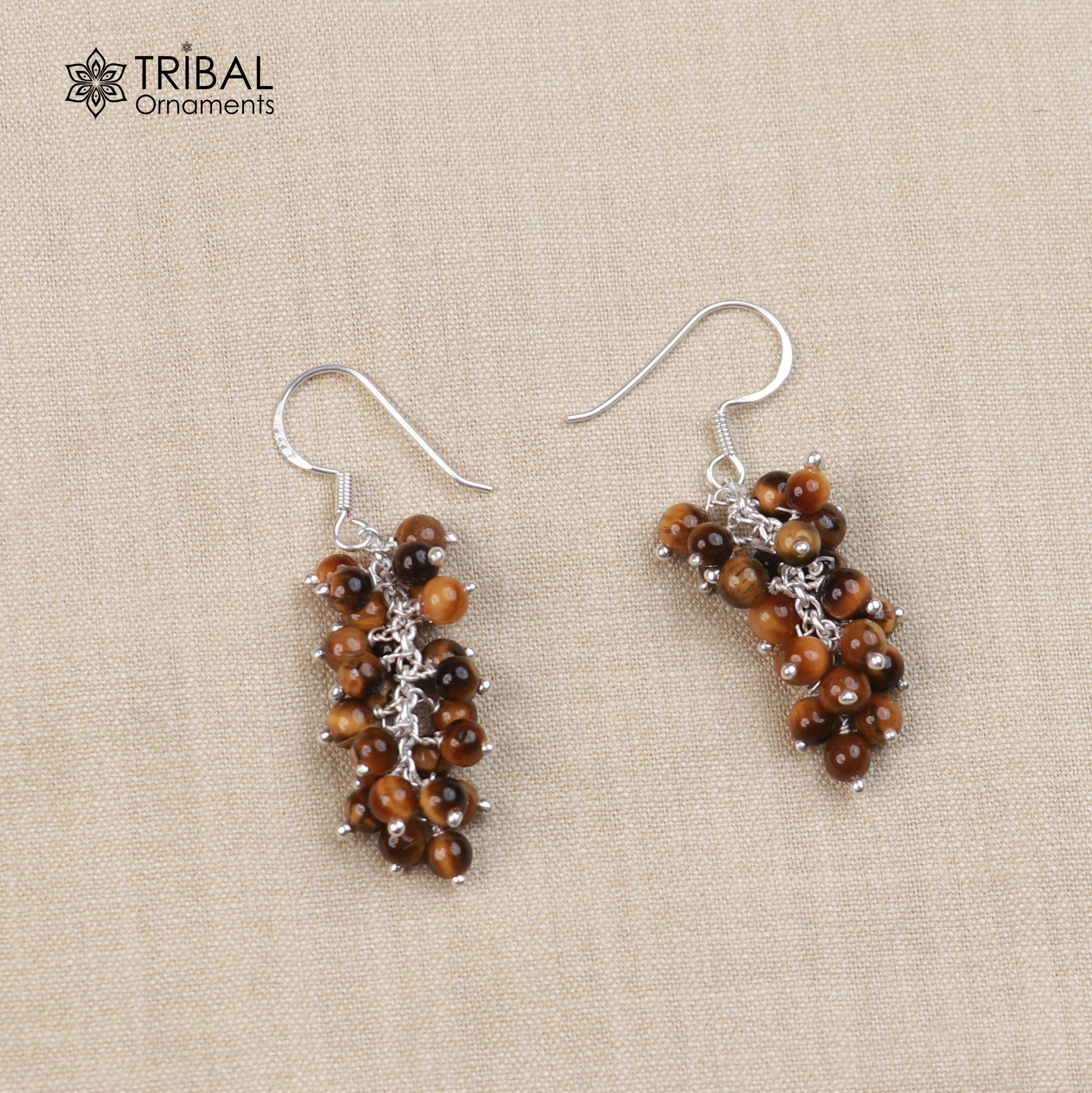 925 sterling silver beaded drop dangle earring featuring intricate bead details, from TRIBAL ORNAMENTS jewelry collection.