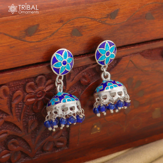 925 sterling silver stylish minakari design jumka earring er224
