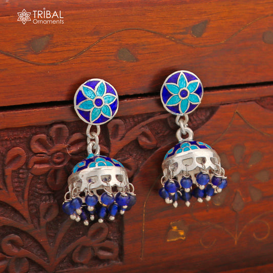 925 sterling silver stylish minakari design jumka earring er224