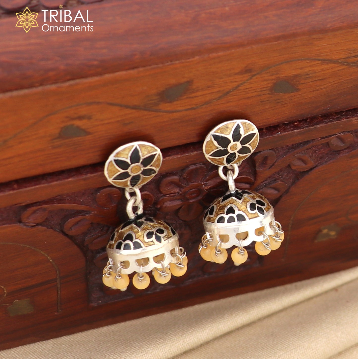 925 sterling silver stylish minakari design jumka earring er225