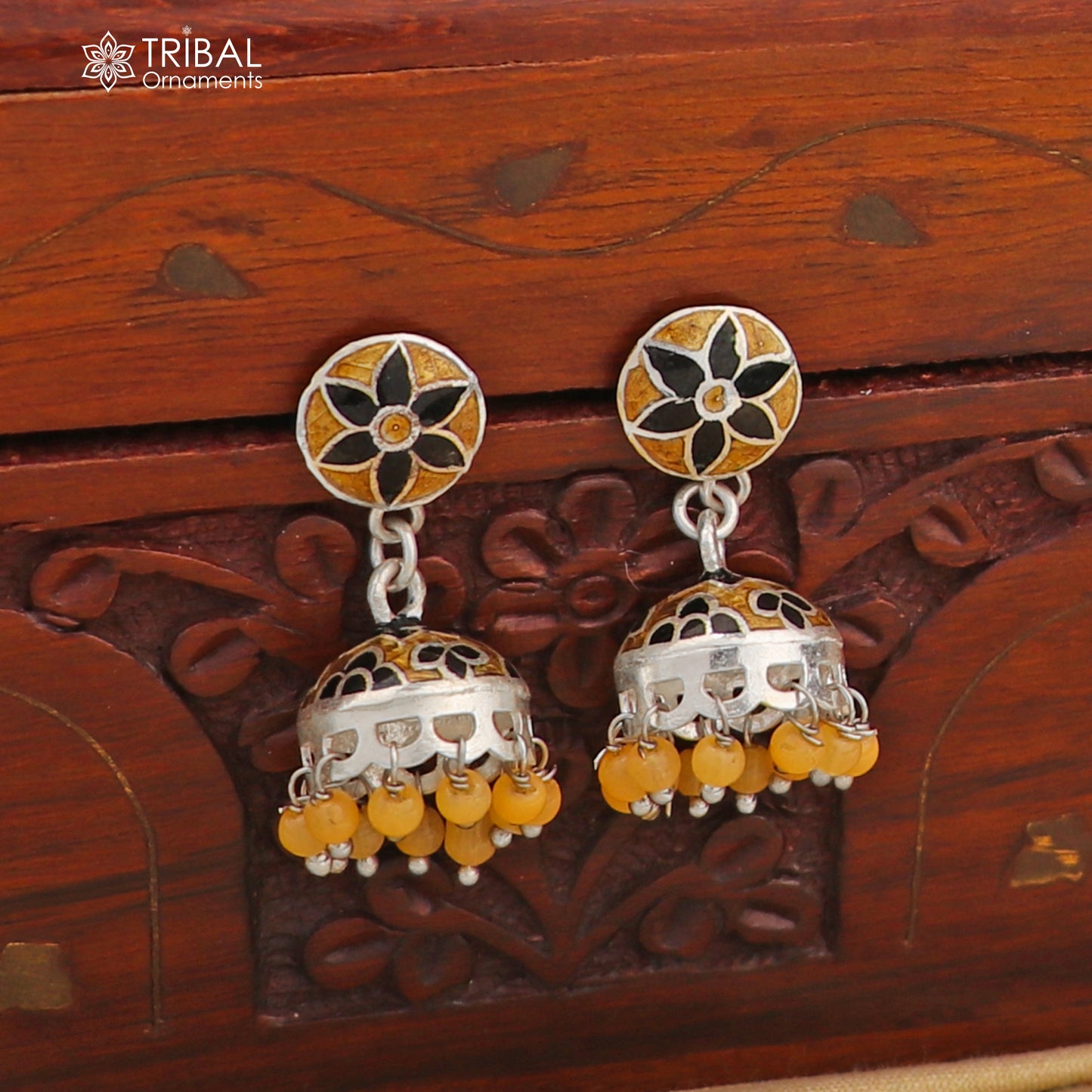 925 sterling silver stylish minakari design jumka earring er225