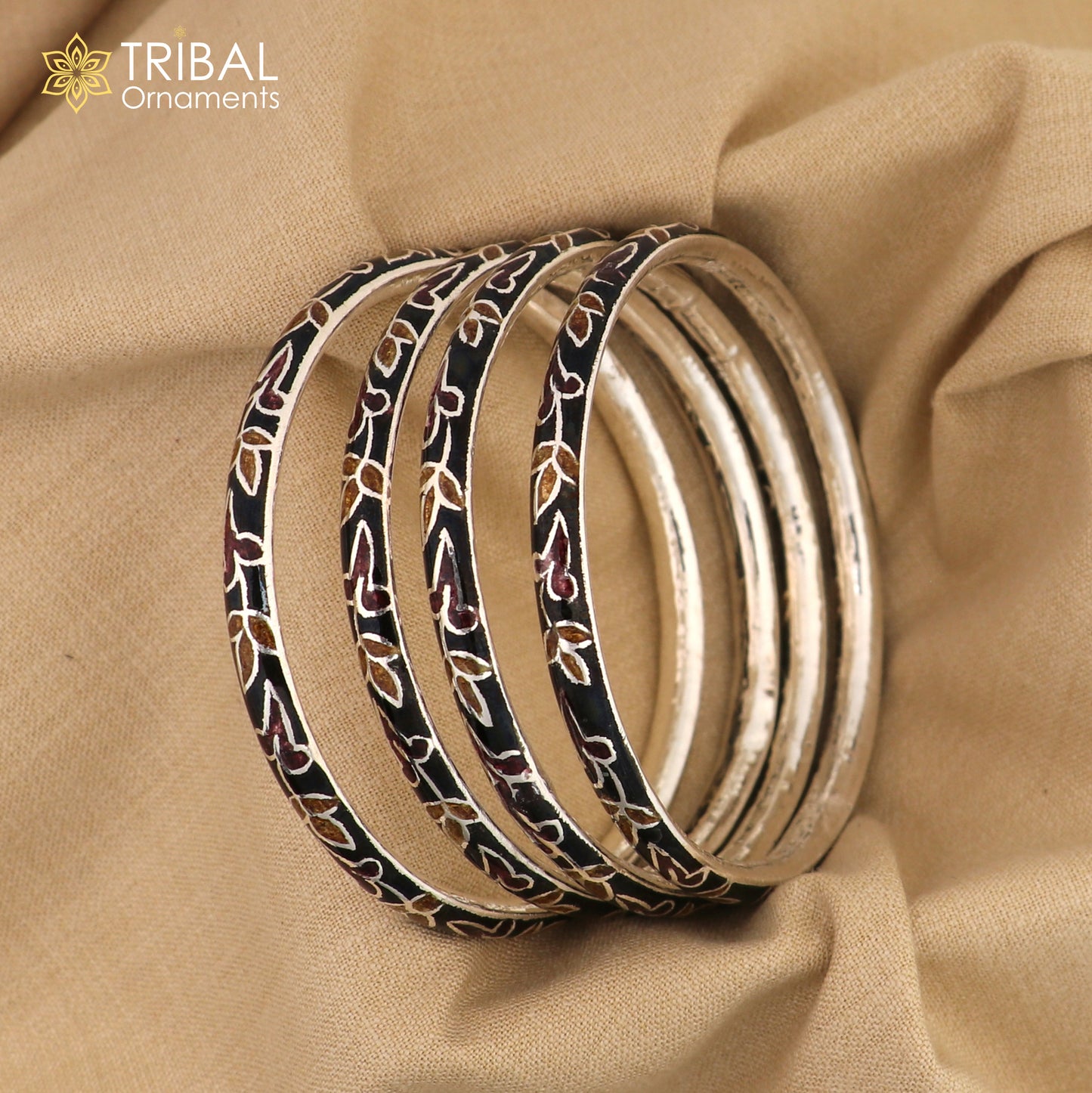 925 sterling silver handcrafted color enamel bangles bracelet, best brides jewelry vintage antique style wrist jewelry nba445