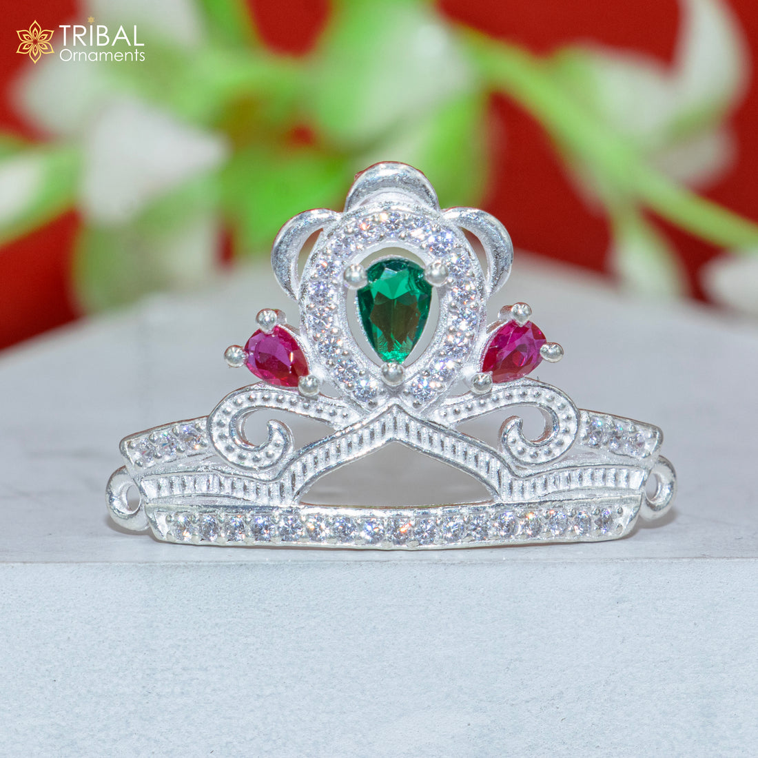 925 sterling silver handmade lord baby Krishna Mukut, amazing Laddu Gopala, crawling Krishna crown head jewelry sm30 - TRIBAL ORNAMENTS