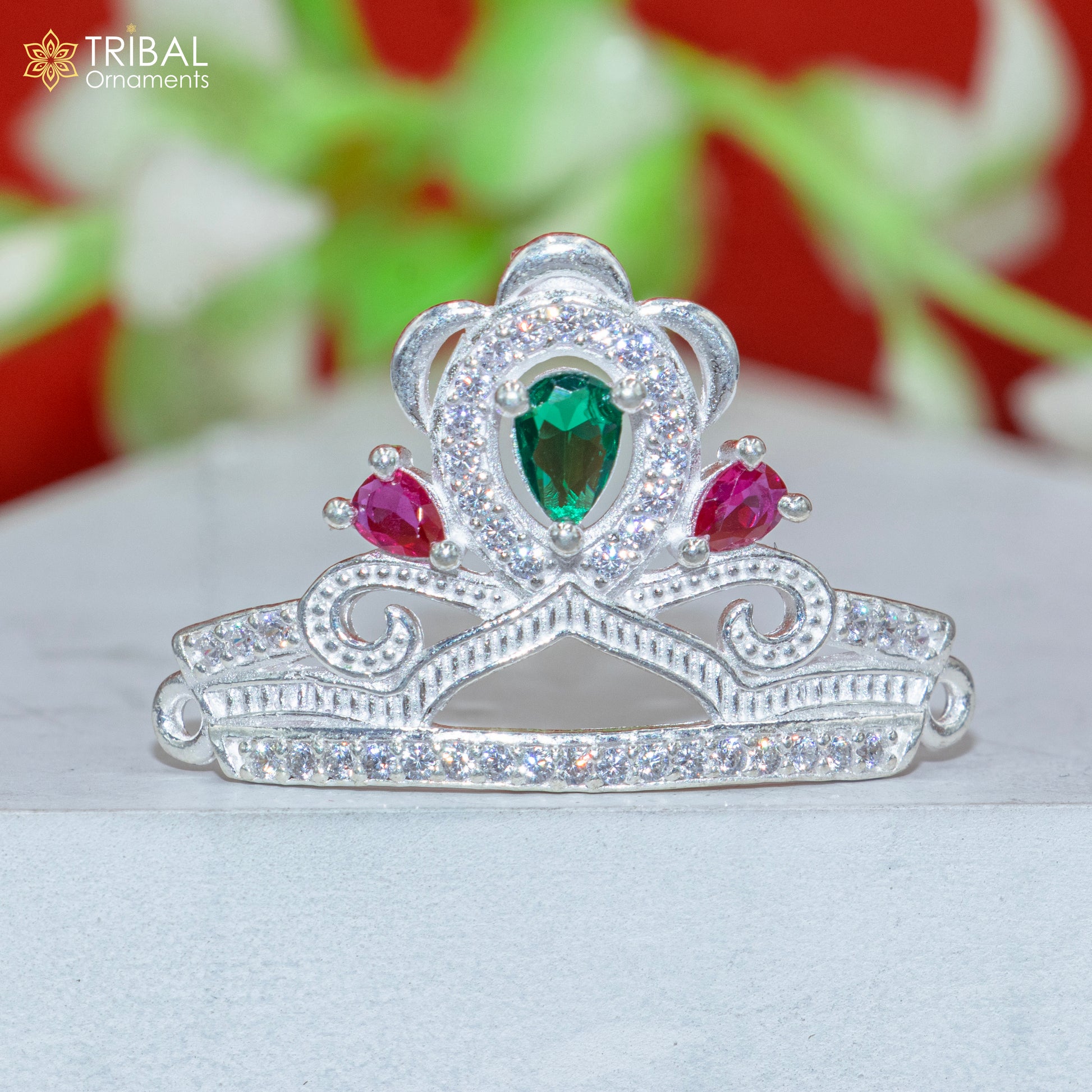 925 sterling silver handmade lord baby Krishna Mukut, amazing Laddu Gopala, crawling Krishna crown head jewelry sm30 - TRIBAL ORNAMENTS