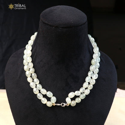 925 sterling silver lock jade bead necklace with tribal pendant, featuring beaded design and intricate tribal jewelry details.