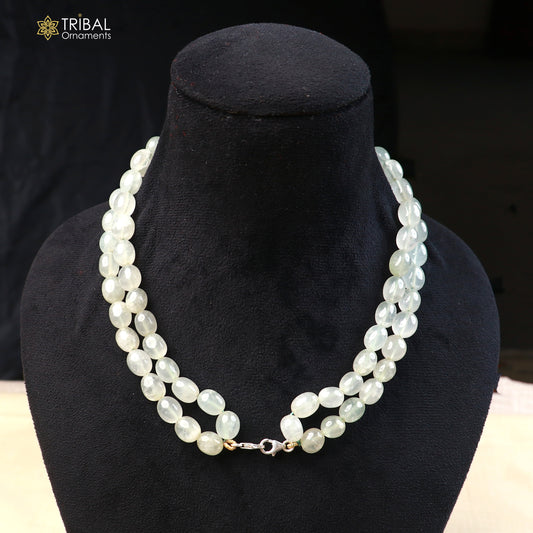 925 sterling silver lock jade bead necklace with tribal pendant, featuring beaded design and intricate tribal jewelry details.