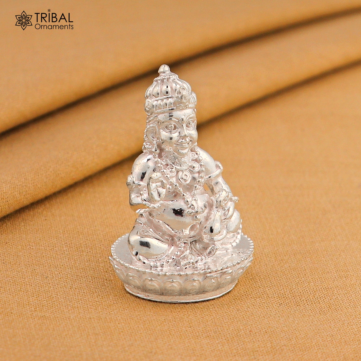 925 Sterling silver Kuber Idol Wealth God Murti Statue figurine, puja articles art831