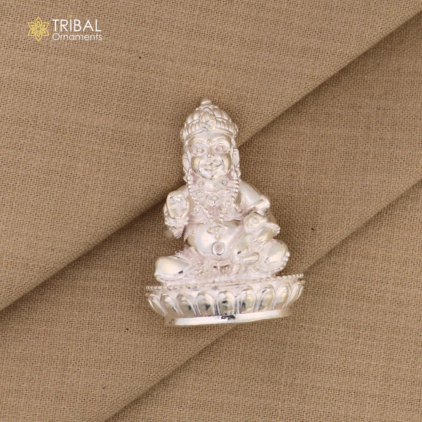 925 Sterling silver Kuber Idol Wealth God Murti Statue figurine, puja articles art831