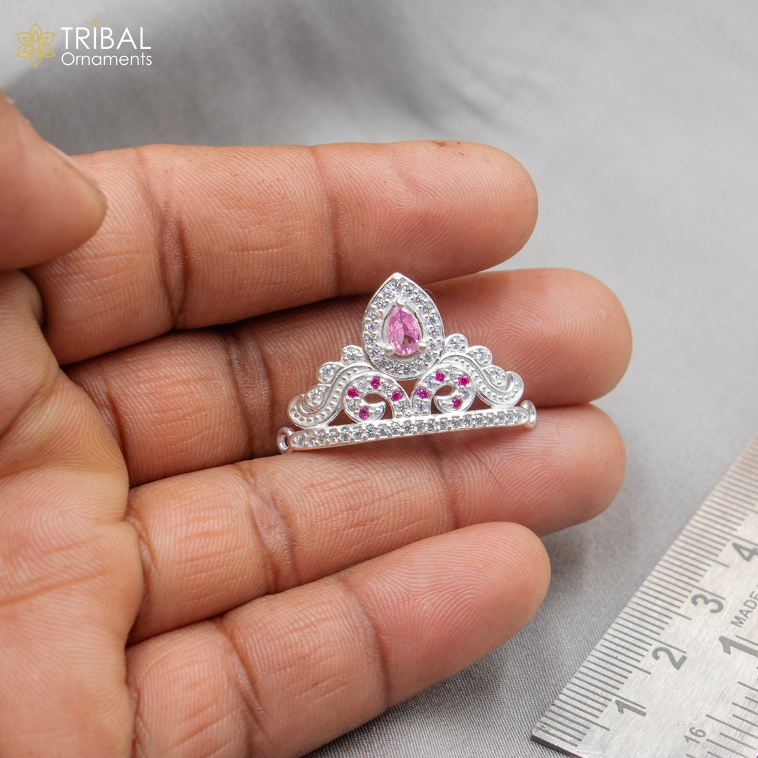 925 sterling silver handmade lord baby Krishna Mukut, amazing Laddu Gopala, crawling Krishna crown head jewelry sm35 - TRIBAL ORNAMENTS