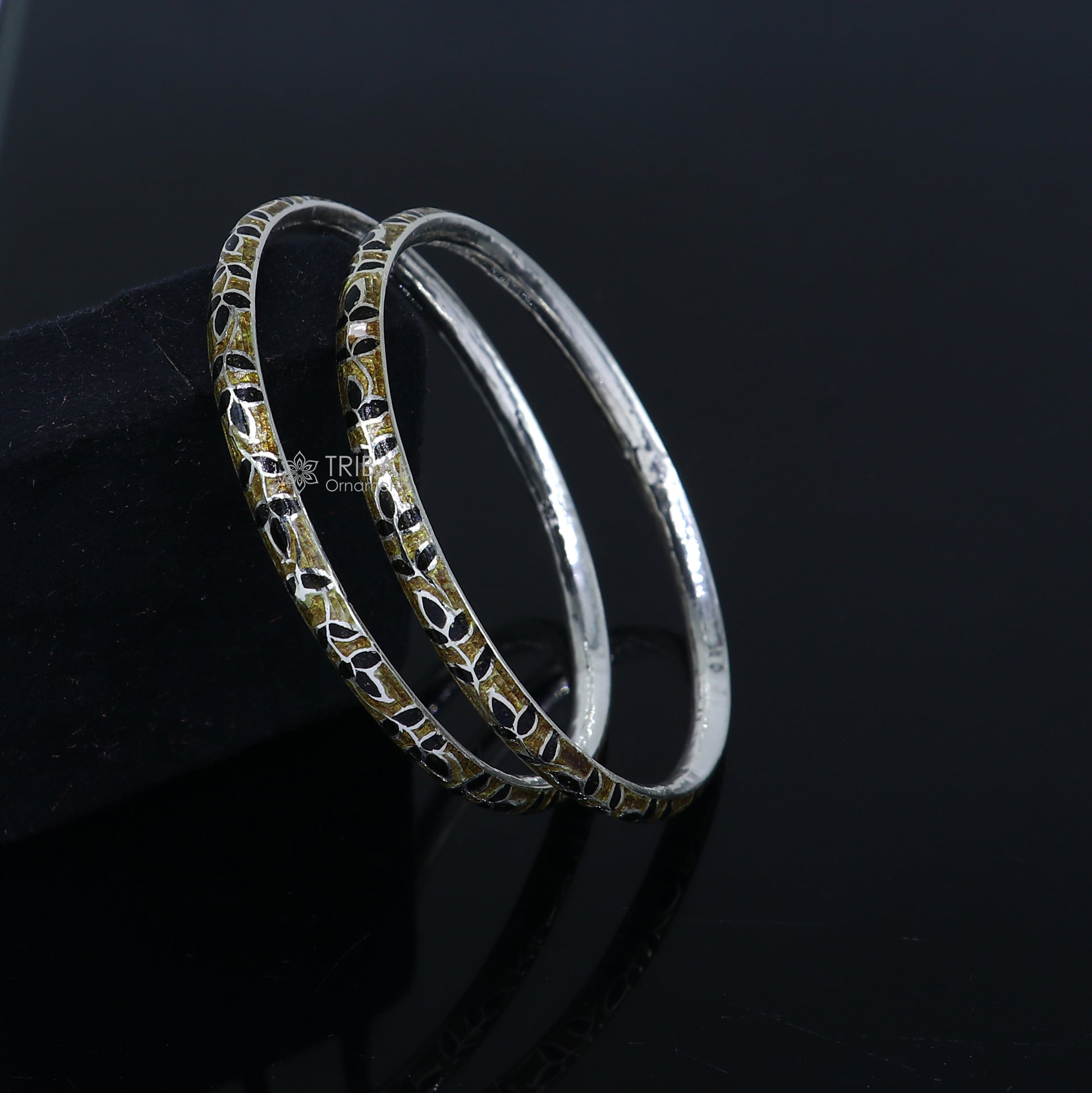 925 sterling meenakari  work designer bangle bracelet pure silver gifting jewelry, brides made bangles ba429 - TRIBAL ORNAMENTS