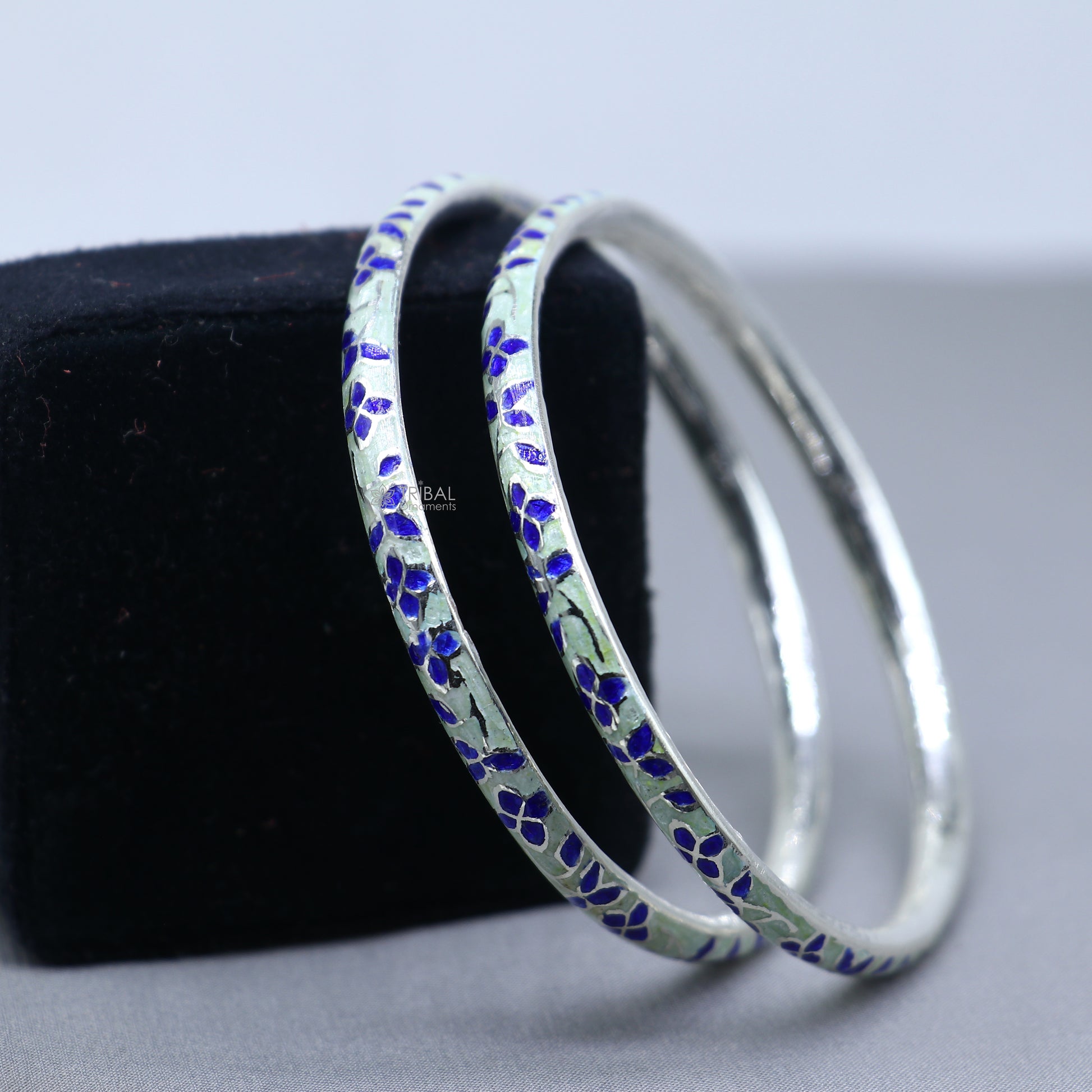 925 sterling meenakari  work designer bangle bracelet pure silver gifting jewelry, brides made bangles ba430 - TRIBAL ORNAMENTS