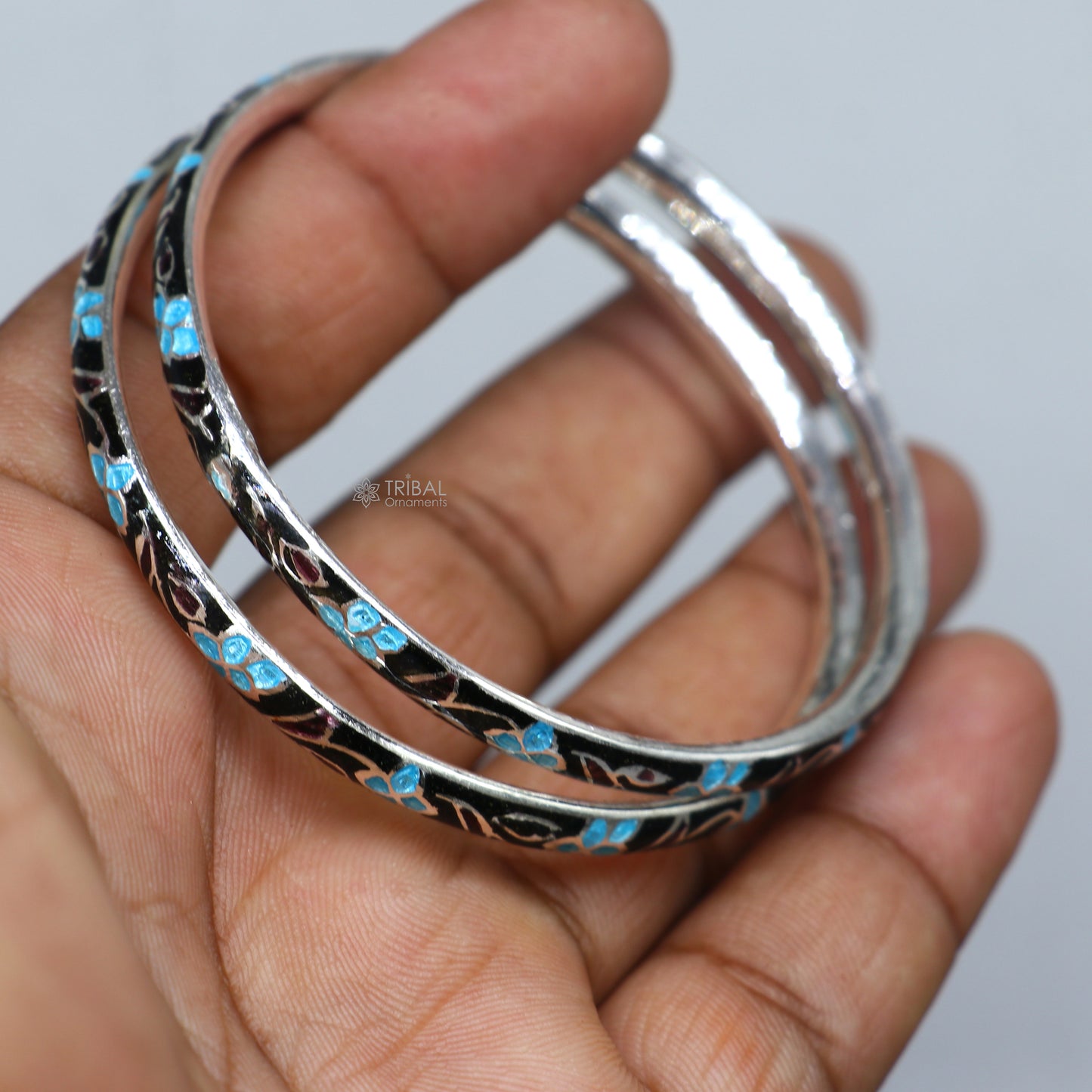 925 sterling meenakari  work designer bangle bracelet pure silver gifting jewelry, brides made bangles ba437