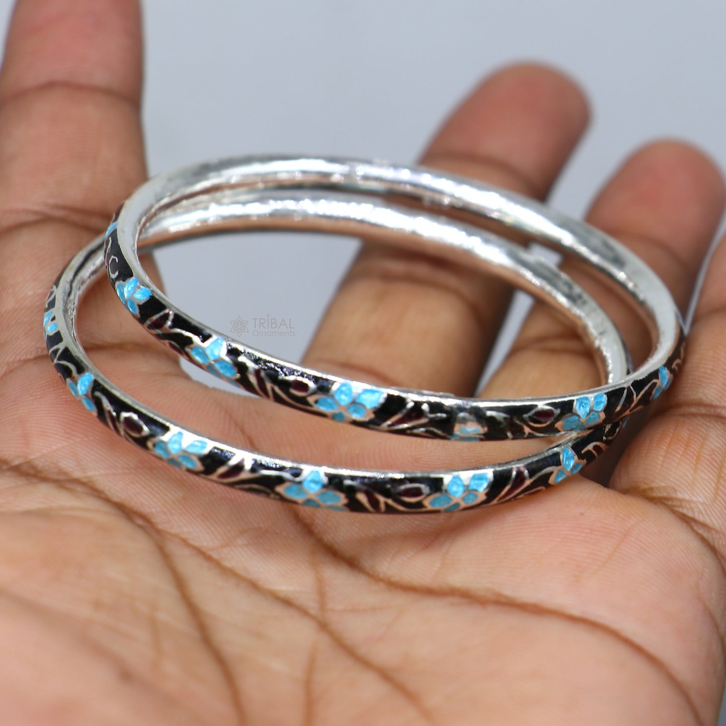 925 sterling meenakari  work designer bangle bracelet pure silver gifting jewelry, brides made bangles ba437