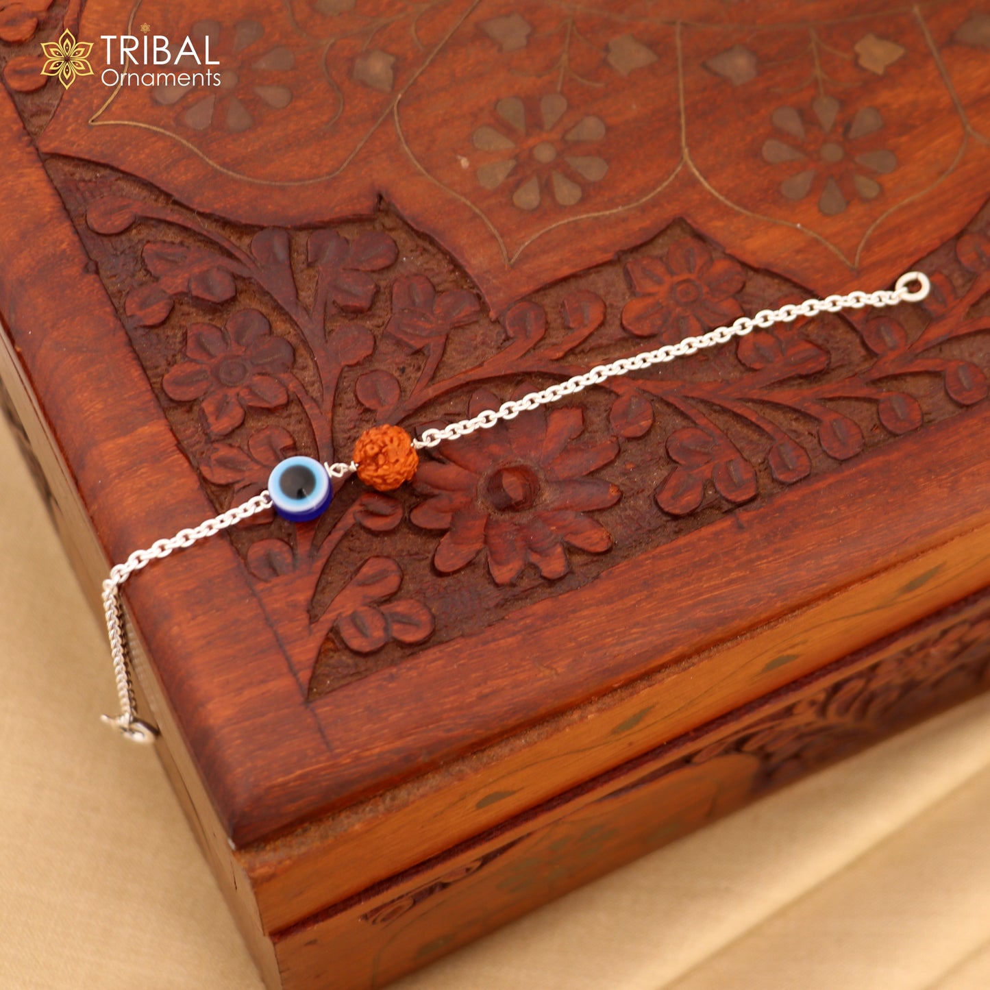 Evil eye with rudraksha silver bracelet 925 Sterling silver unisex chain bracelet jewelry sbr781