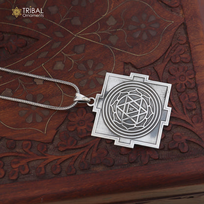 925 sterling silver Divine Shree Ganesha Yantram pendant from TRIBAL ORNAMENTS, featuring intricate tribal jewelry design.
