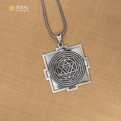 925 sterling silver Divine Shree Ganesha Yantram pendant featuring tribal design, showcasing intricate craftsmanship and spiritual symbolism.