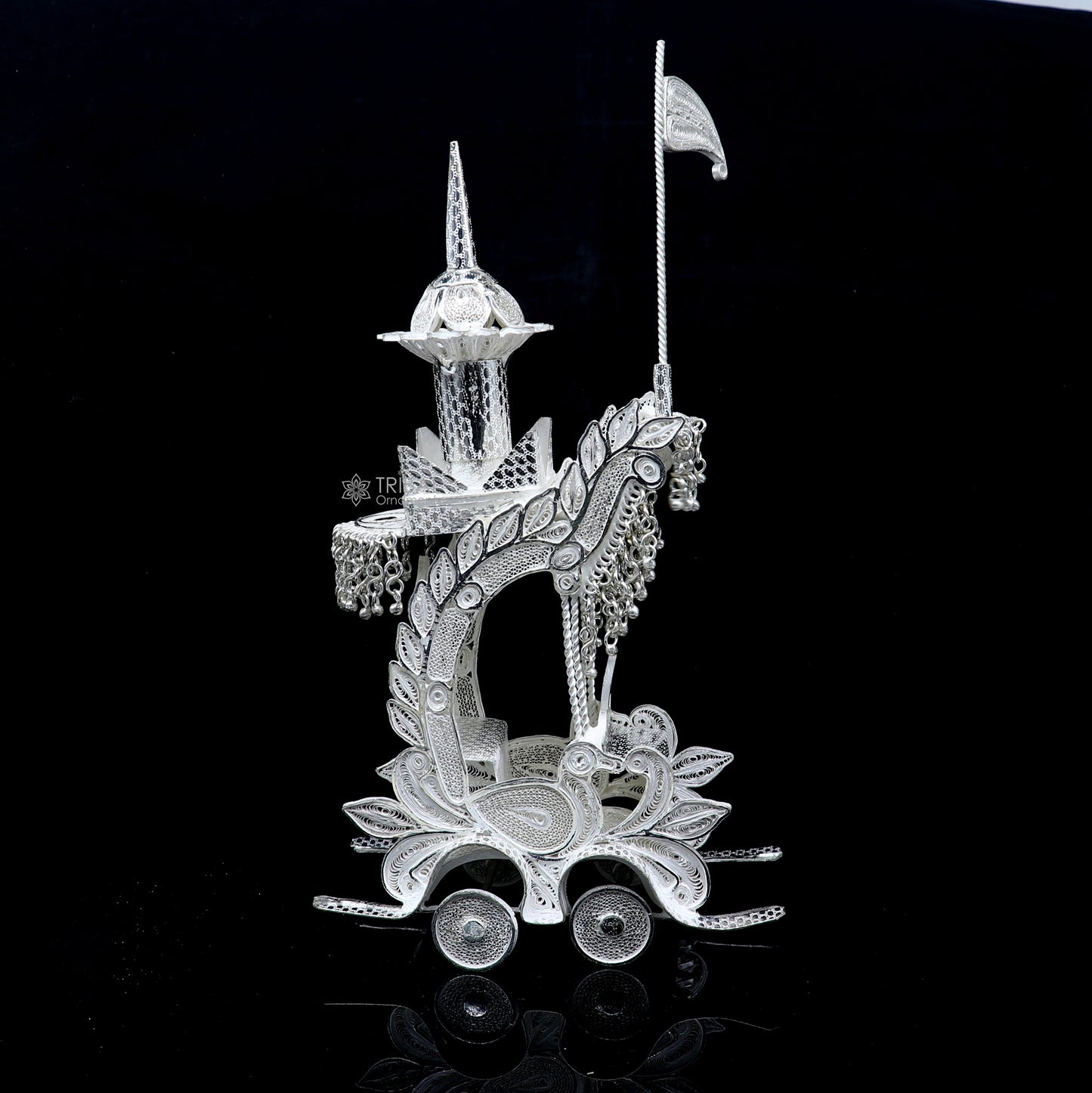 925 sterling silver lord Krishna rath/ silver horse cart for Laddu Gopala su1322