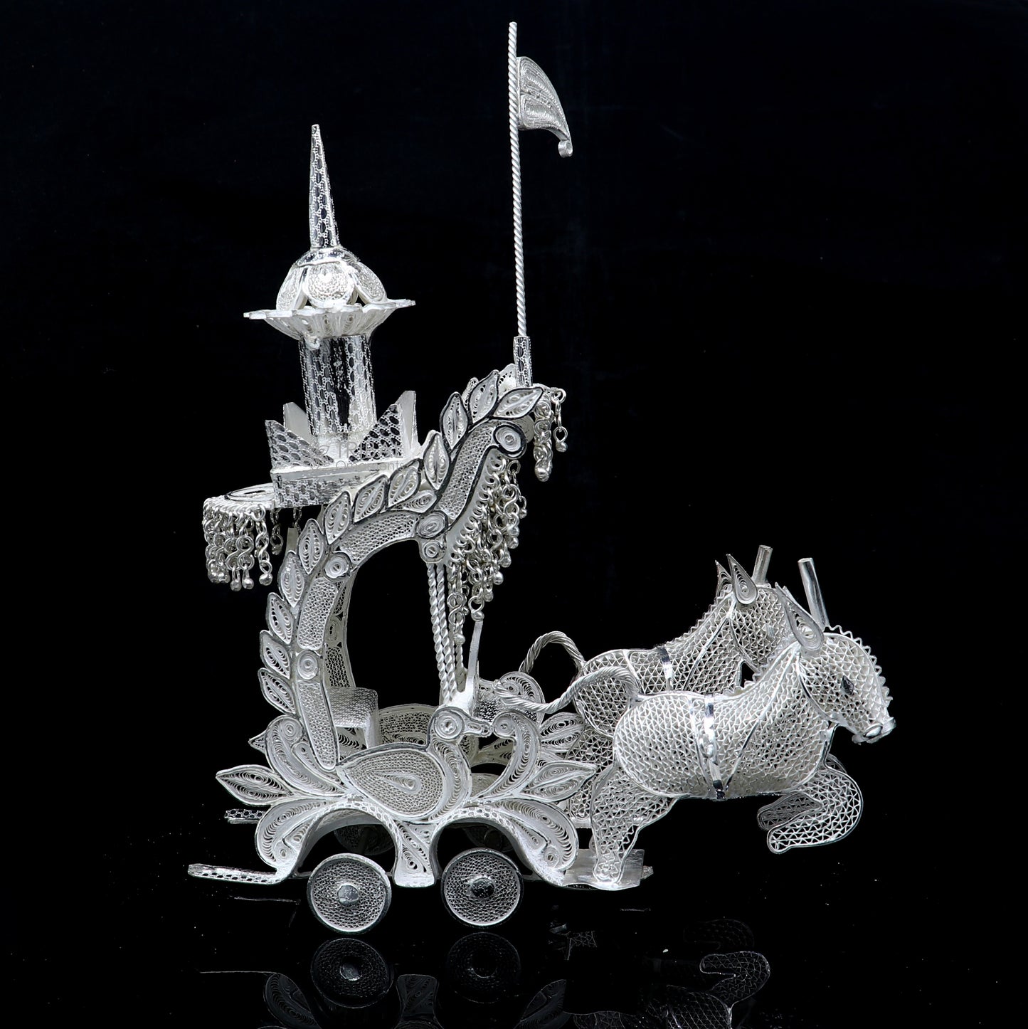 925 sterling silver lord Krishna rath/ silver horse cart for Laddu Gopala su1322