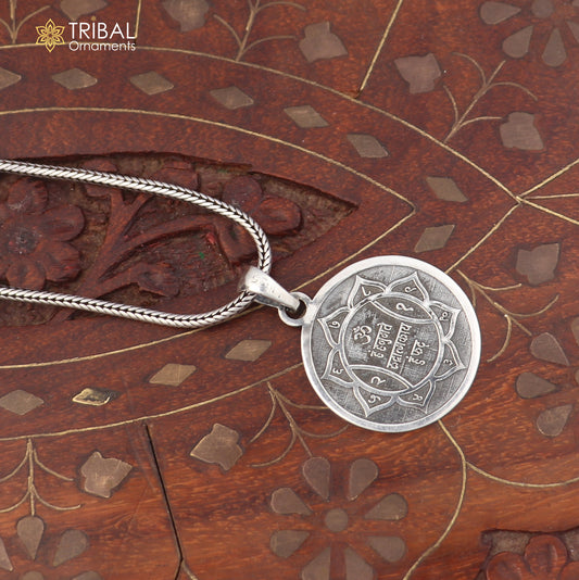 925 sterling silver Shree Hanuman Yantram pendant with chain, tribal jewelry design, intricate religious symbol, crafted by TRIBAL ORNAMENTS