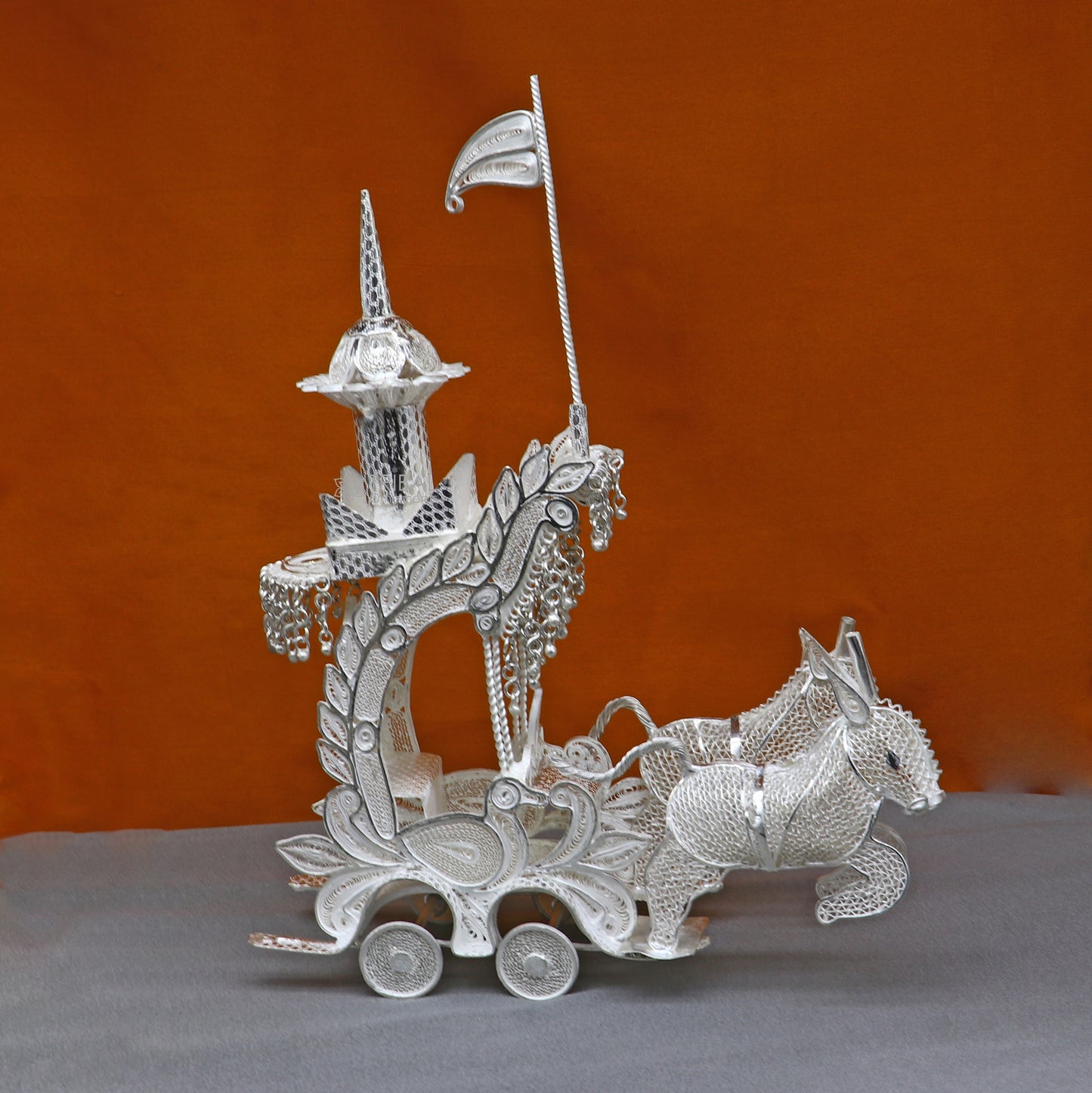 925 sterling silver lord Krishna rath/ silver horse cart for Laddu Gopala su1322