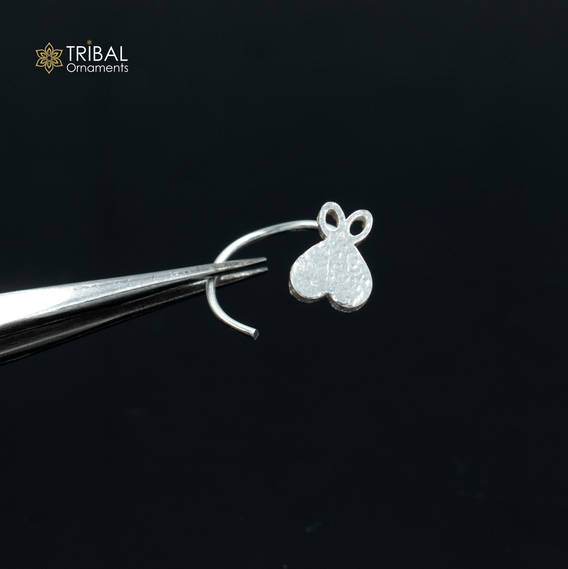 925 sterling silver heart design handmade fabulous nose pin u band tribal jewelry np61 - TRIBAL ORNAMENTS