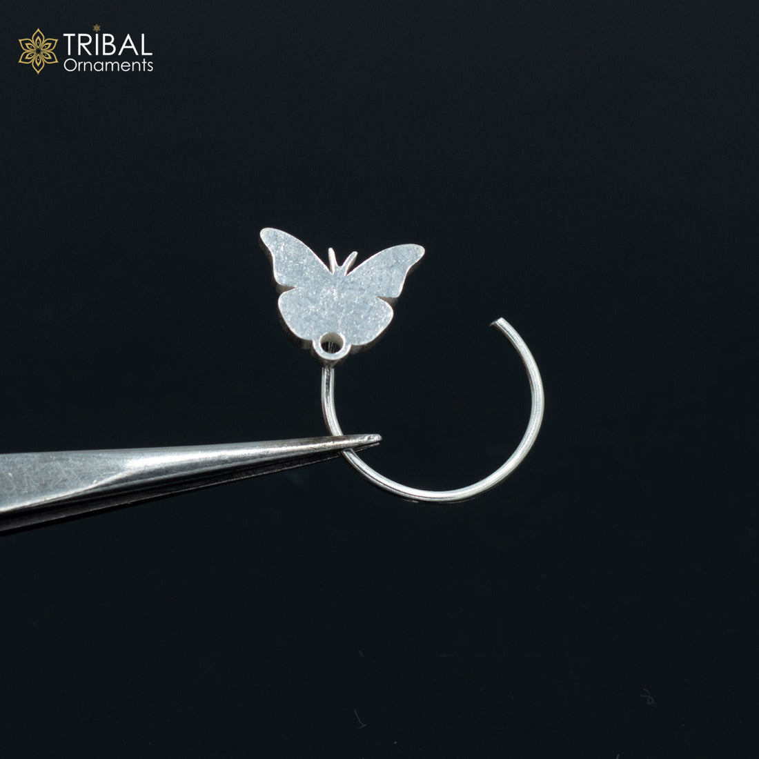 925 sterling silver butterfly design handmade fabulous nose pin u band tribal jewelry np59 - TRIBAL ORNAMENTS